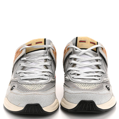Gucci Metallic Calfskin Glitter Mesh Womens Ultrapace Sneakers 36 Silver Light Grey Mystic White 3 of 9