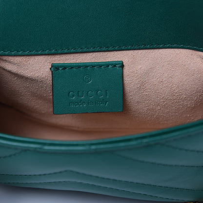 Gucci Calfskin Matelasse Super Mini GG Marmont Shoulder Bag Emerald Green 6 of 10