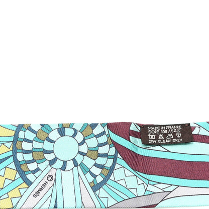 Hermes Silk Les Flots du Cheval Twilly Turquoise Bordeaux Aqua 3 of 3