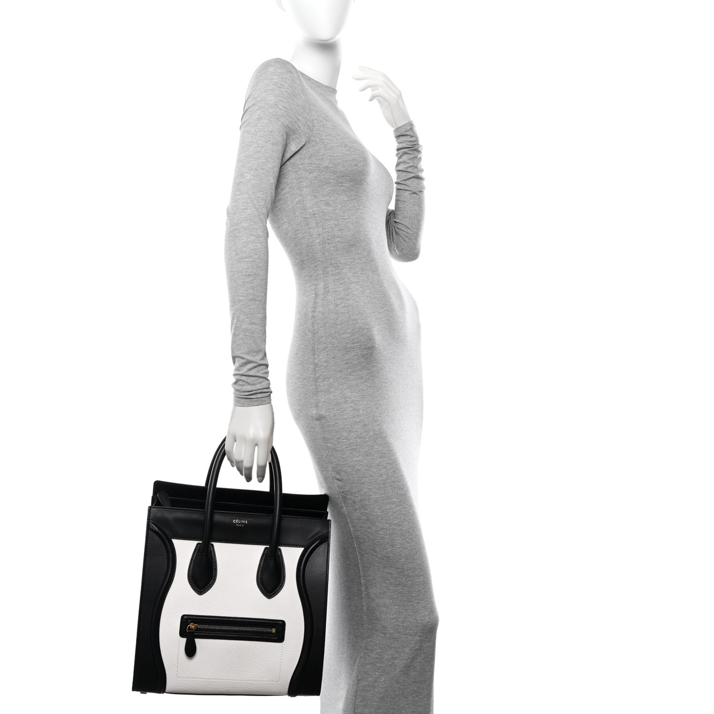 Elephant Calfskin Mini Bi-Color Luggage Black White