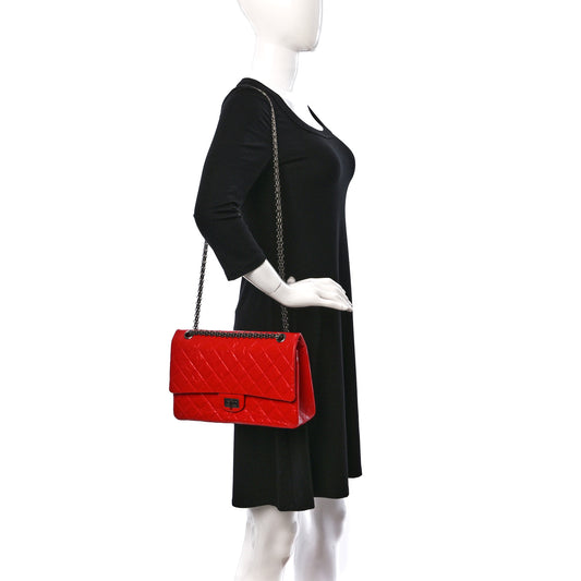 Aged Glazed Calfskin Quilted 2.55 Reissue 226 Flap Red