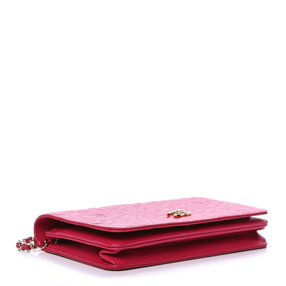Chanel Caviar Camellia Embossed Wallet On Chain WOC Fuschia 3 of 7