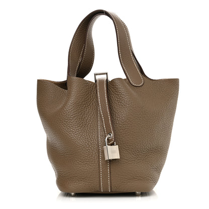 Hermes Taurillon Clemence Picotin Lock 18 PM Etoupe 1 of 12