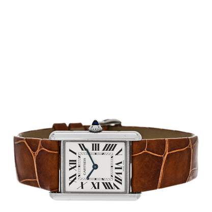 Cartier Stainless Steel Alligator 24mm Tank Solo Quartz Watch Brown 2 of 5