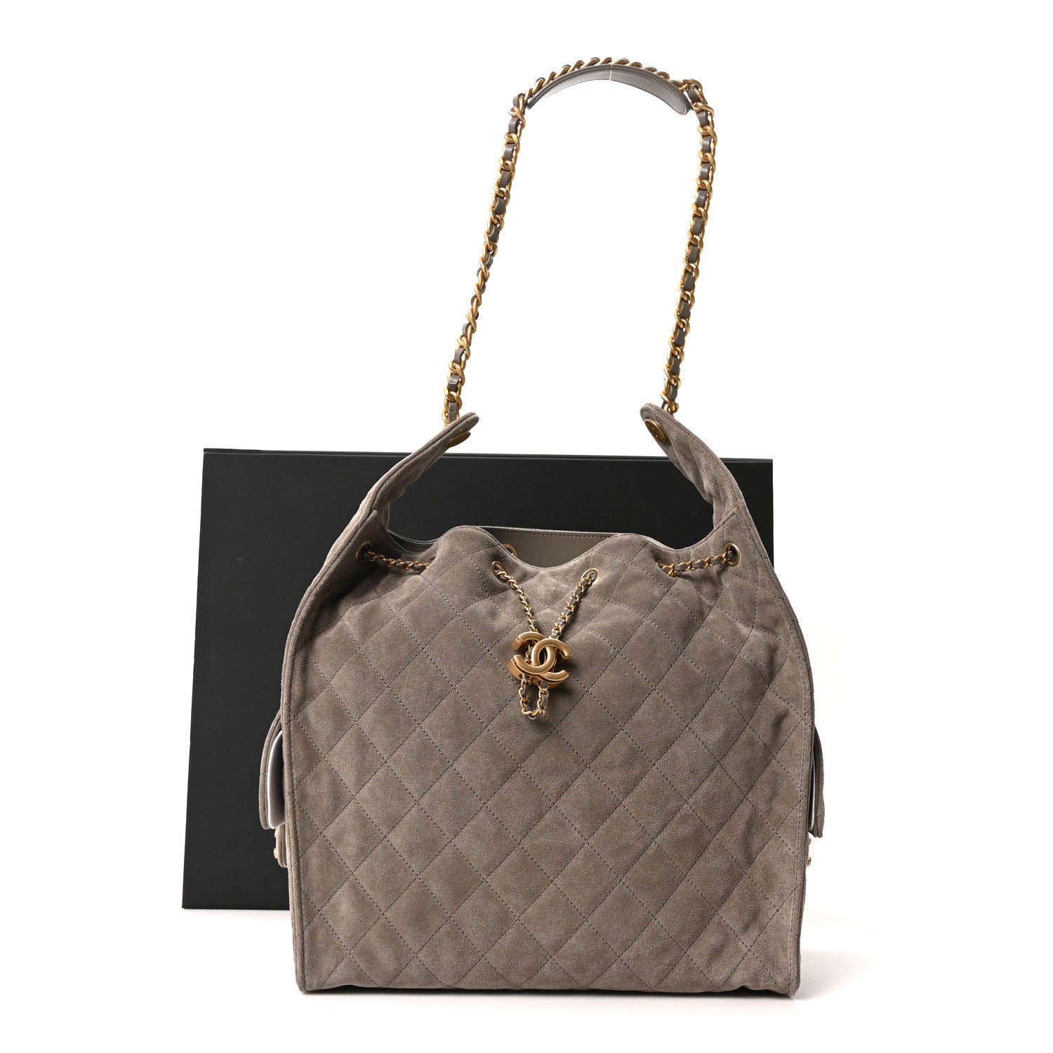 Chanel Suede Quilted Medium Chanel 25 Handbag Dark Grey 11 of 11