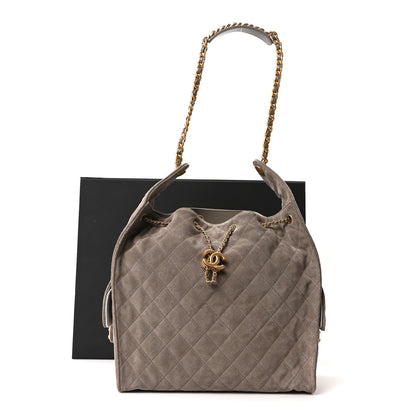 Chanel Suede Quilted Medium Chanel 25 Handbag Dark Grey 11 of 11