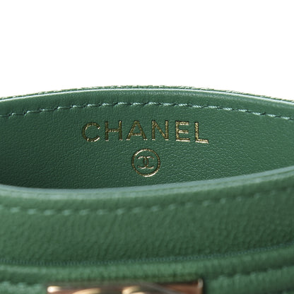 Chanel Caviar Quilted Boy Card Holder Green 5 of 10