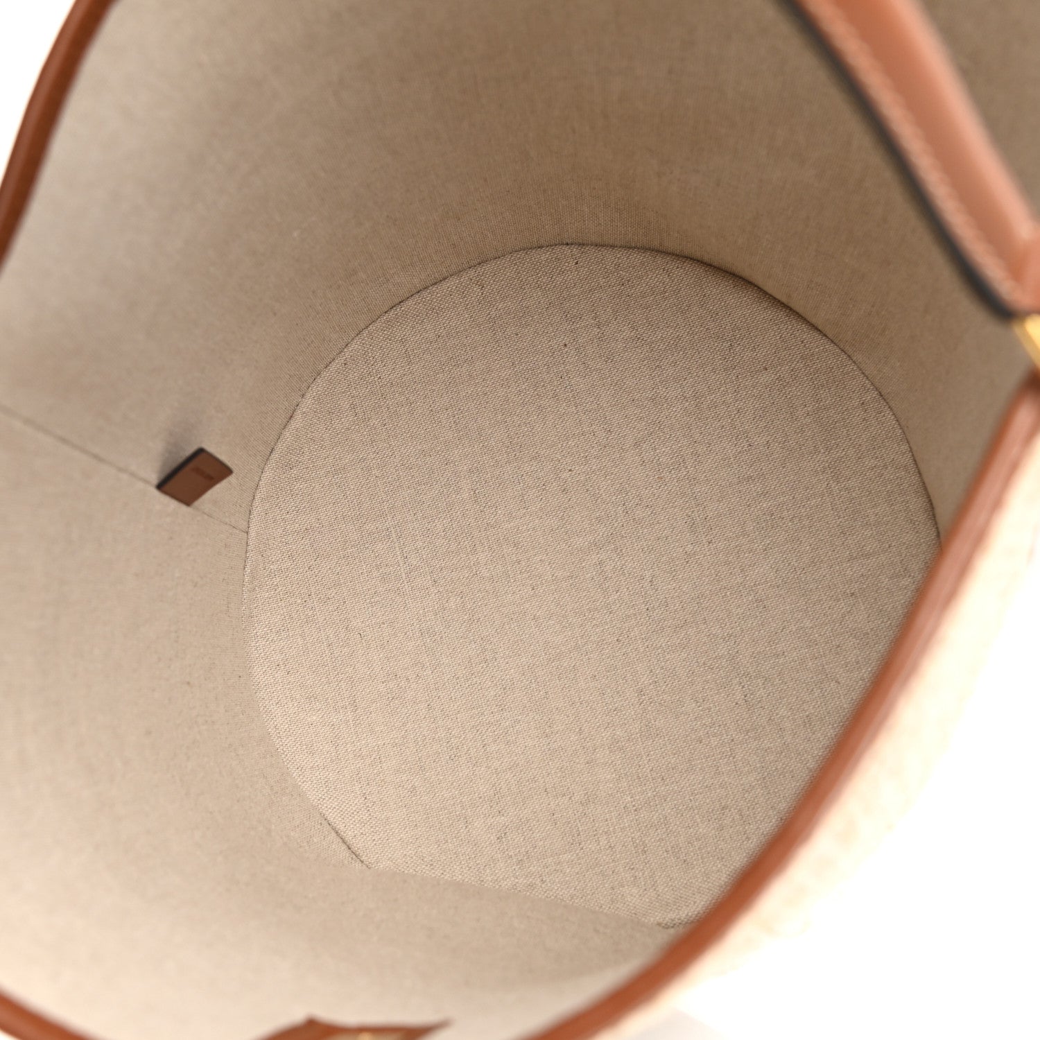 Celine Canvas Smooth Calfskin Logo Bucket 16 Bag Beige Tan 5 of 11
