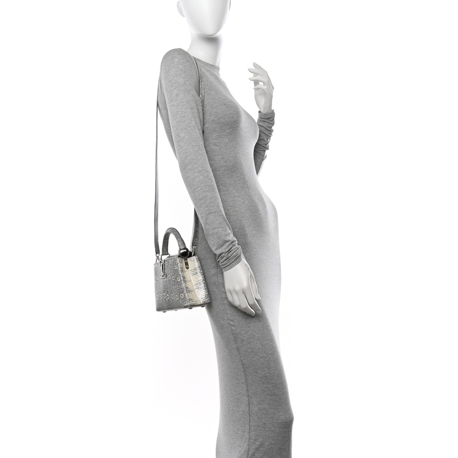Louis Vuitton Lizard Mini Capucines Argento 2 of 10