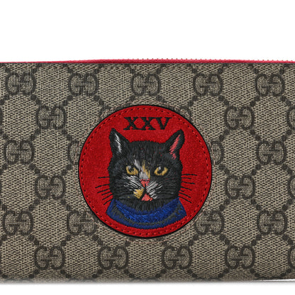 Gucci GG Supreme Monogram Mystic Cat Zip Around Wallet Red 7 of 7