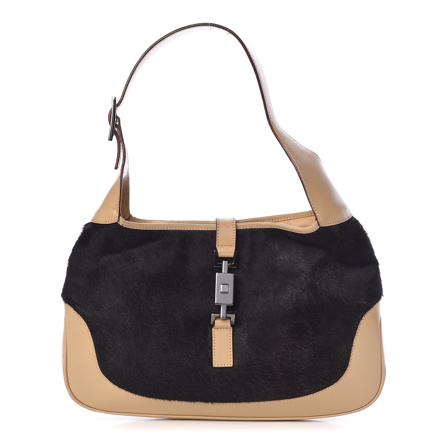 Calfskin Pony Hair Jackie O Hobo Brown Black