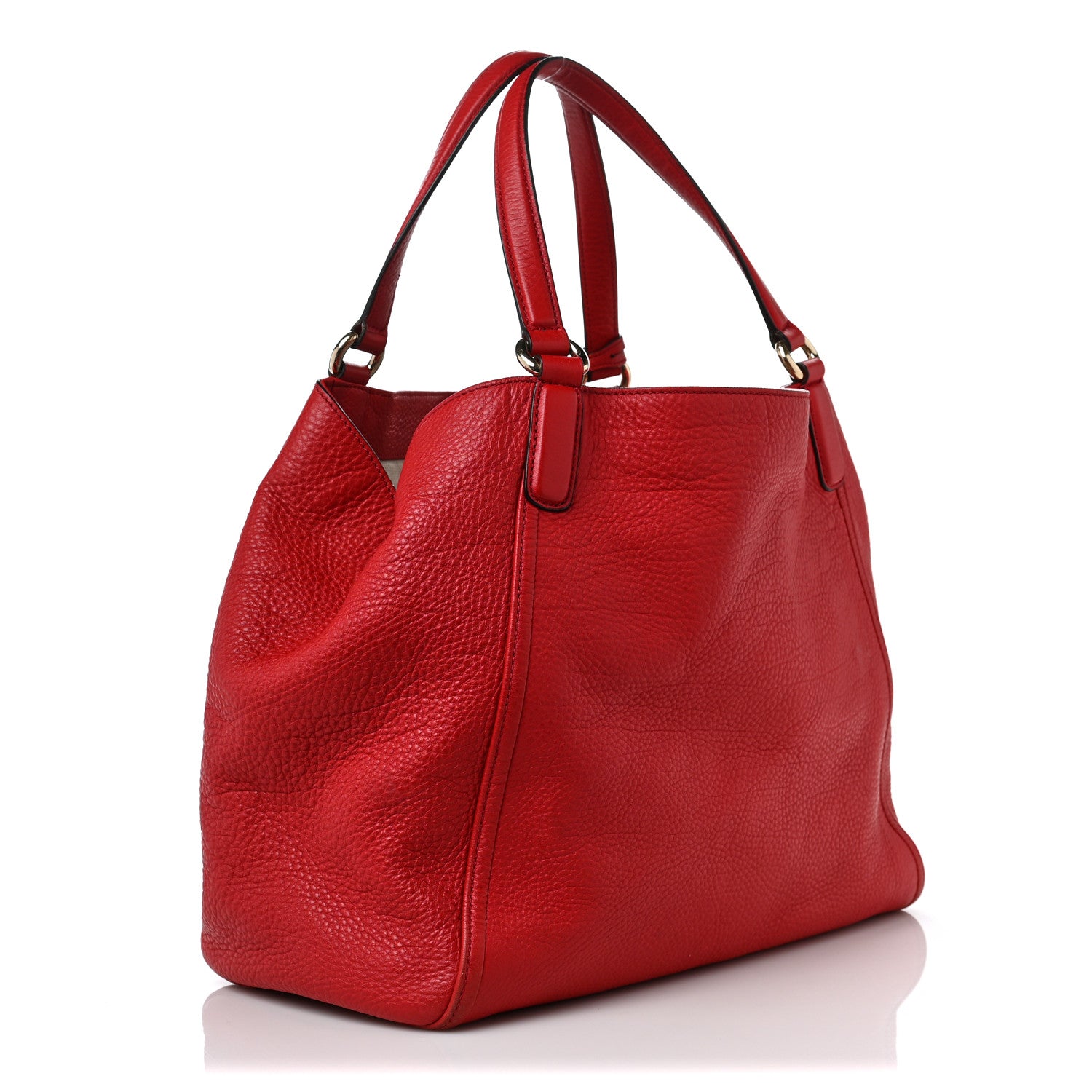 Gucci Pebbled Calfskin Medium Soho Shoulder Bag Red 3 of 13