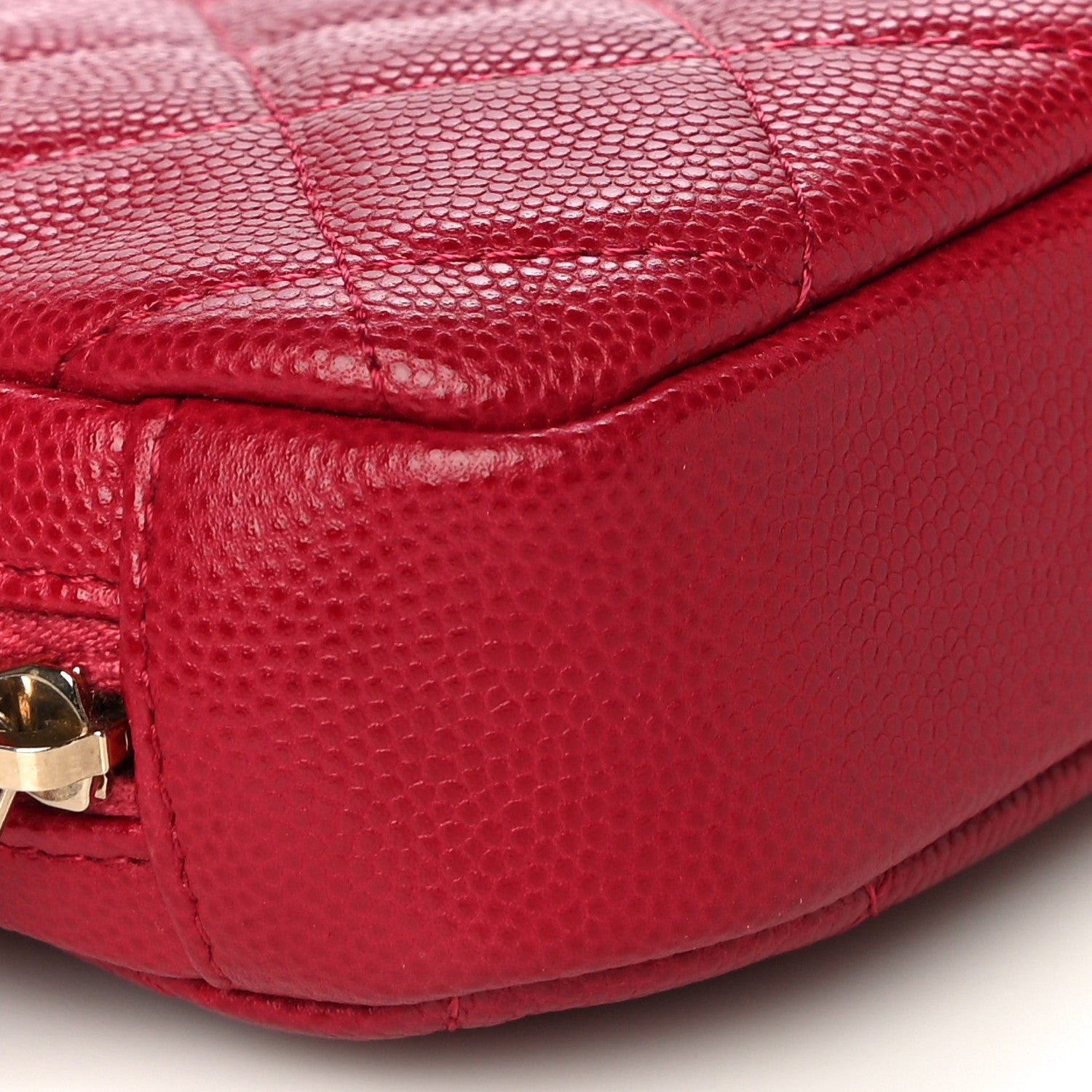Chanel Caviar Quilted Small Curvy Pouch Cosmetic Case Dark Pink 9 of 10