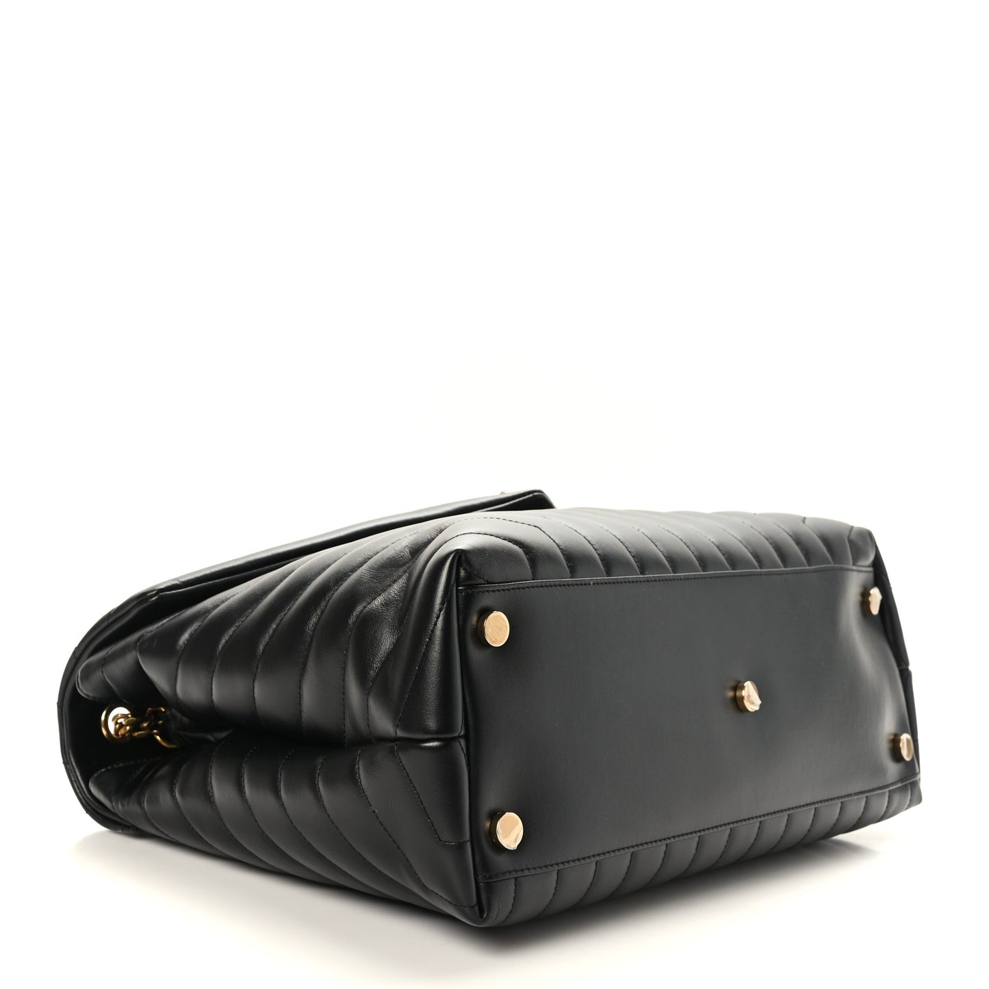 Calfskin Y Quilted Monogram Large Loulou Chain Satchel Black