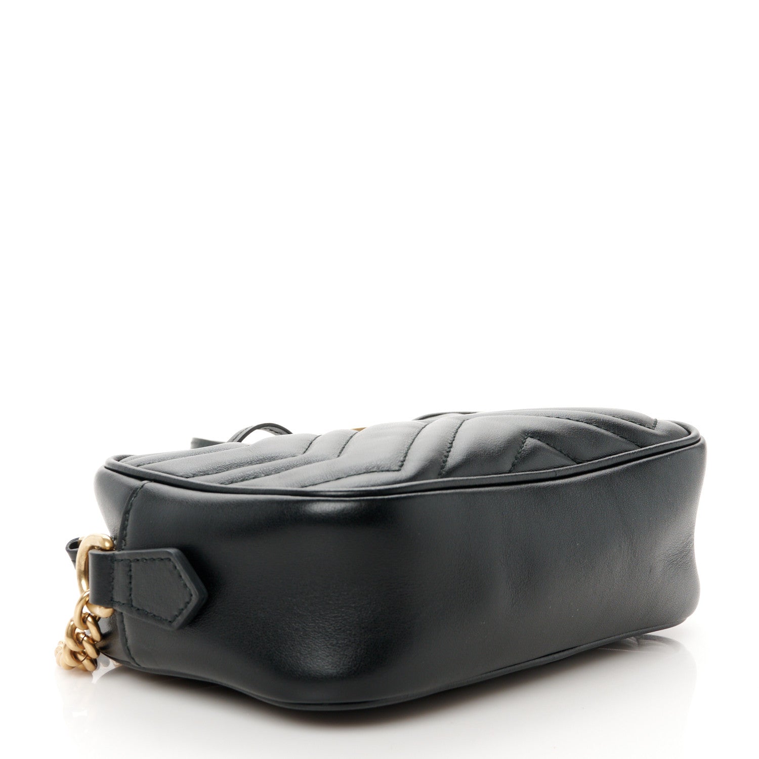 Gucci Calfskin Matelasse Mini GG Marmont Chain Shoulder Bag Black 4 of 11