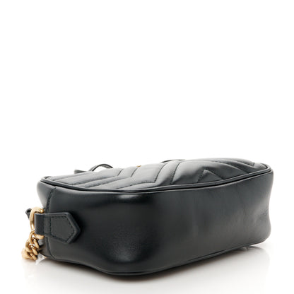 Gucci Calfskin Matelasse Mini GG Marmont Chain Shoulder Bag Black 4 of 11