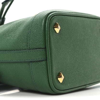 MCM Grained Calfskin Mini Drawstring Bucket Bag Green 8 of 9