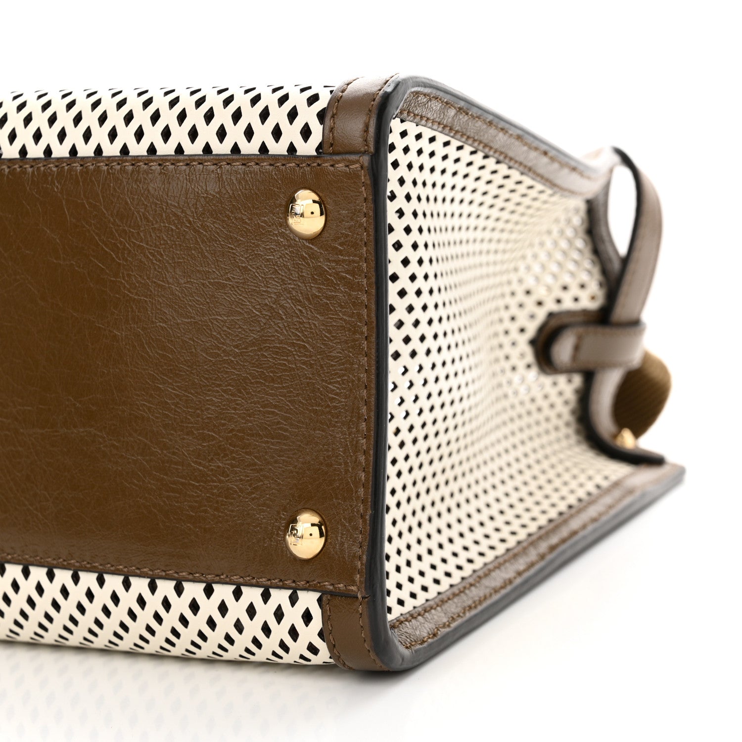 Fendi Vitello Liberty Glossy Lambskin Perforated Medium Peekaboo X-Lite White Ice Rust Maya 9 of 10