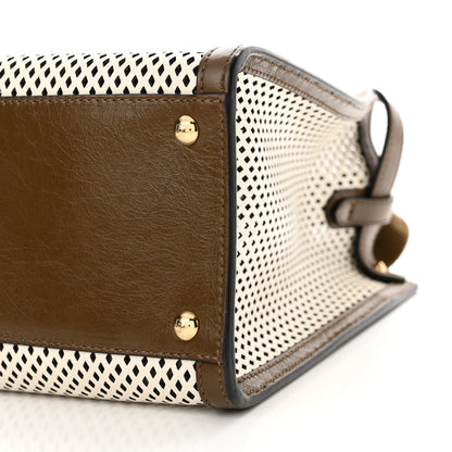 Fendi Vitello Liberty Glossy Lambskin Perforated Medium Peekaboo X-Lite White Ice Rust Maya 9 of 10