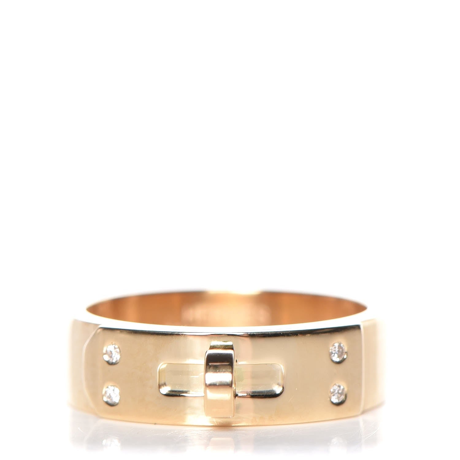 Hermes 18K Yellow Gold Diamond Kelly Ring Small 47 4 1 of 6
