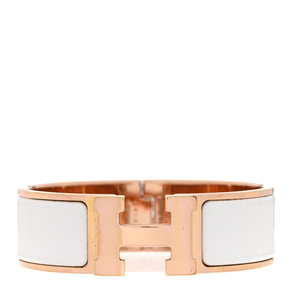 Hermes Enamel Wide Clic Clac H Bracelet GM White 1 of 6