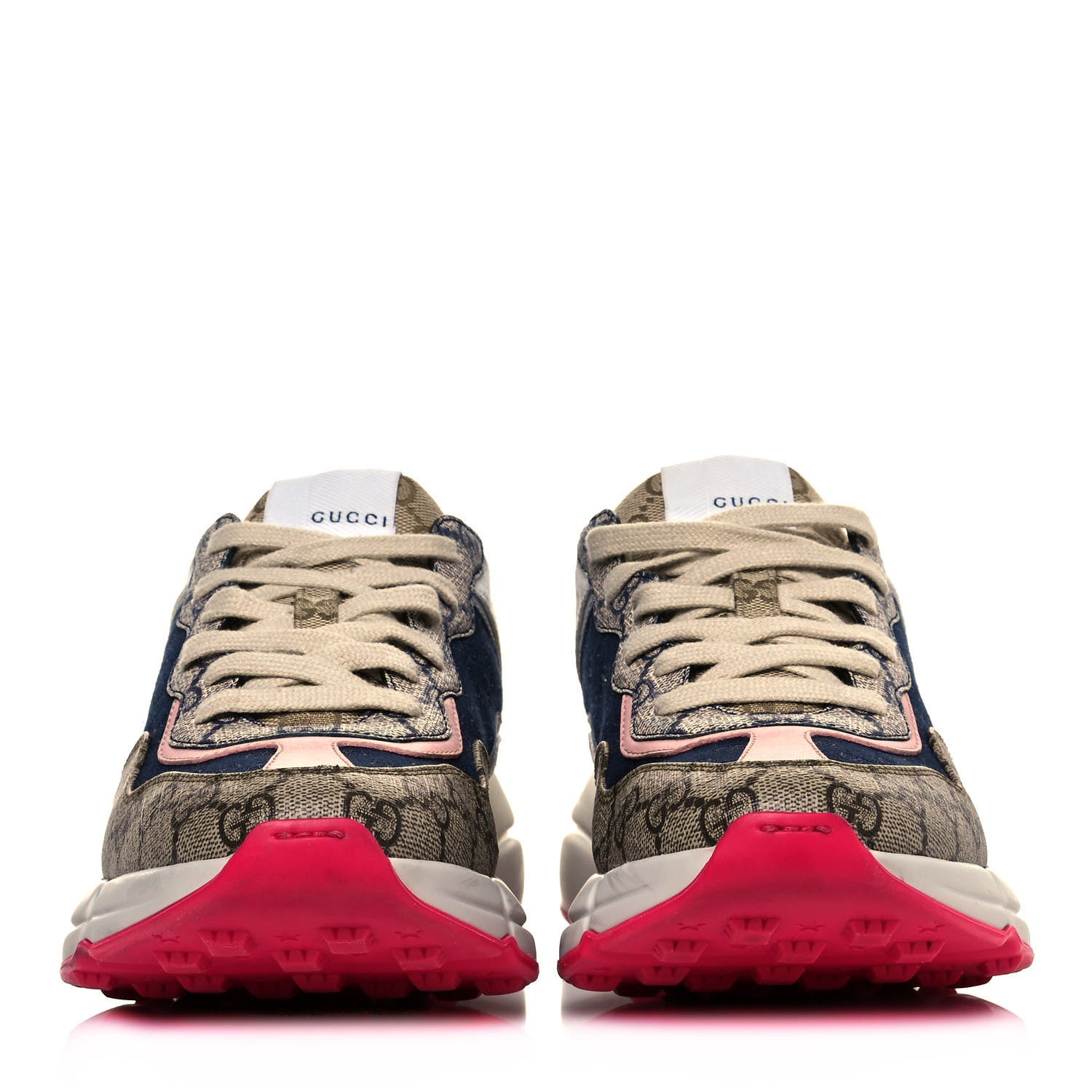 Gucci GG Supreme Monogram Mix Monogram Womens Rhyton Sneakers 39 London Blue Beige Pale Pink 2 of 9