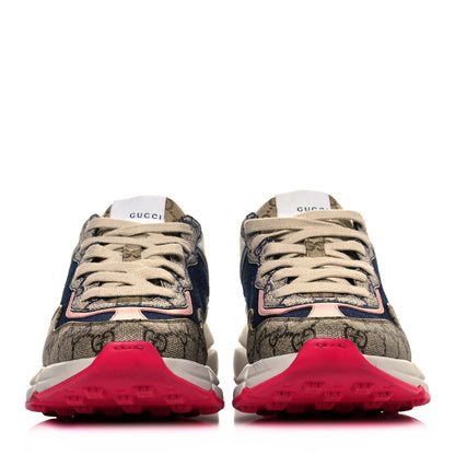 Gucci GG Supreme Monogram Mix Monogram Womens Rhyton Sneakers 39 London Blue Beige Pale Pink 2 of 9