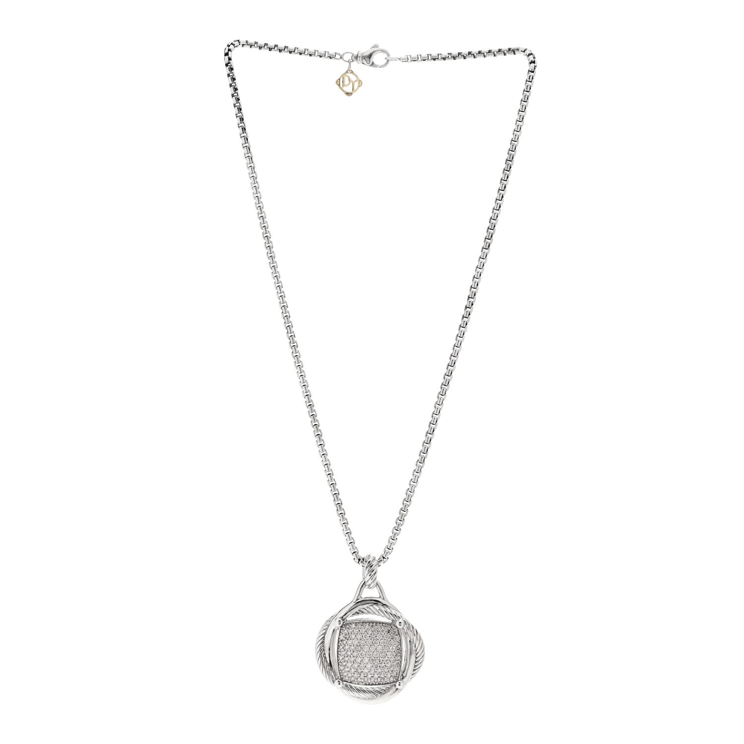 David Yurman Sterling Silver Diamond 32mm Infinity Pendant Necklace 3 of 5