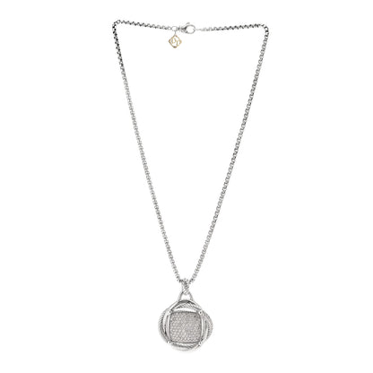 David Yurman Sterling Silver Diamond 32mm Infinity Pendant Necklace 3 of 5