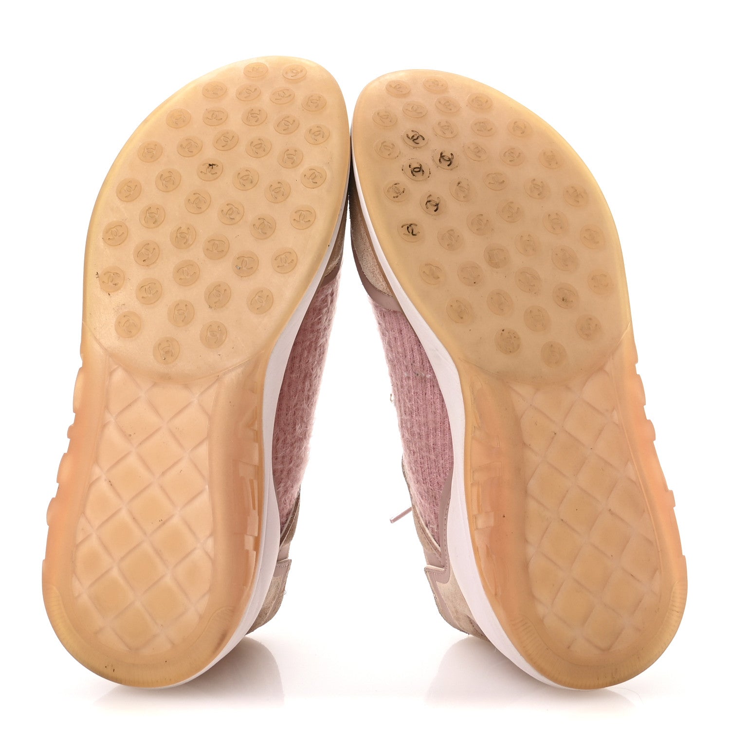 Chanel Suede Calfskin Stretch Fabric CC Sneakers 38.5 Pink 6 of 8