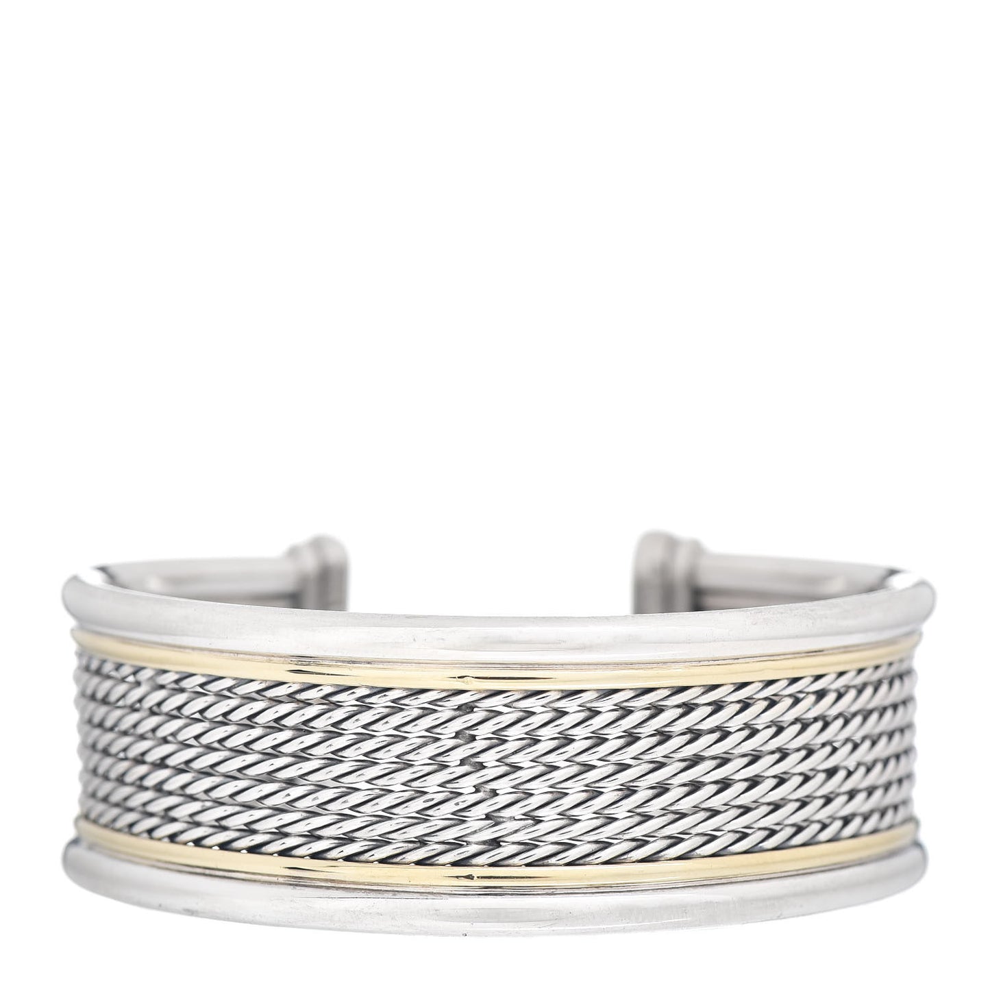 Sterling Silver 18K Yellow Gold Origami Cable Cuff Bracelet