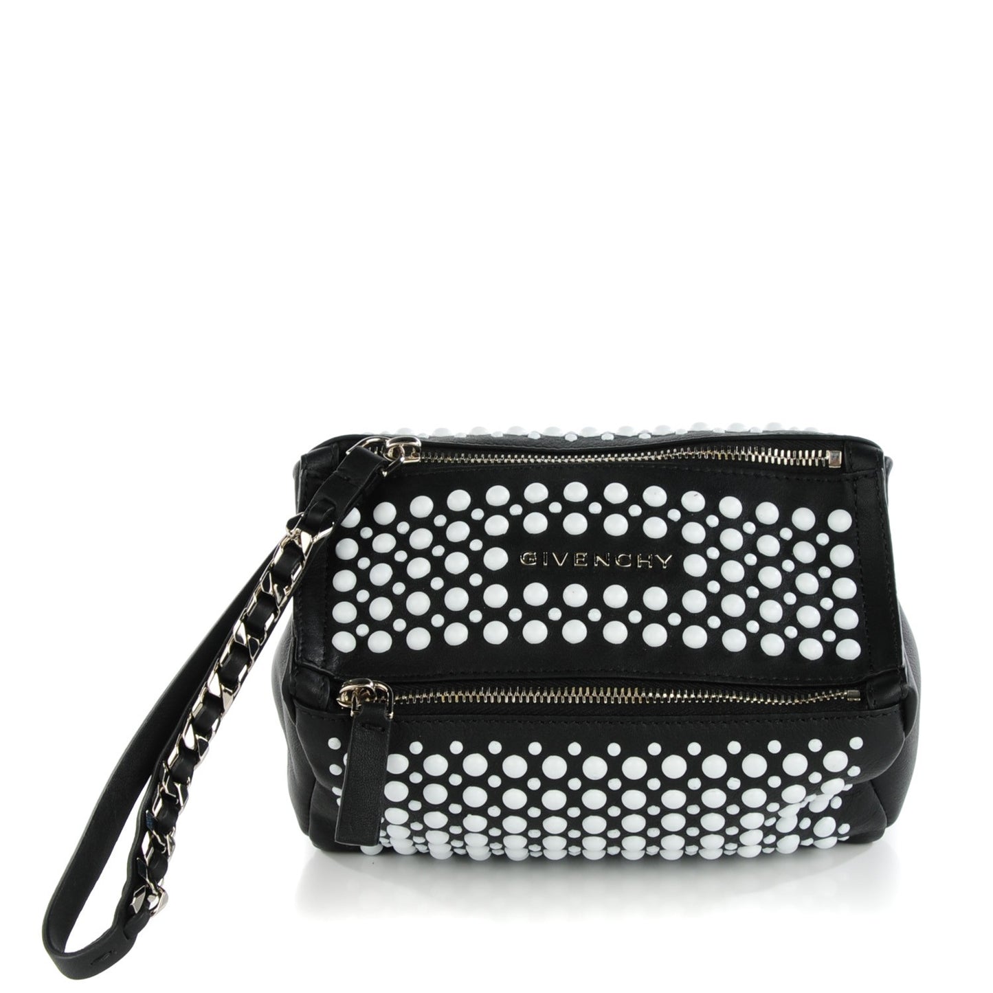 Calfskin Studded Pandora Wristlet Black