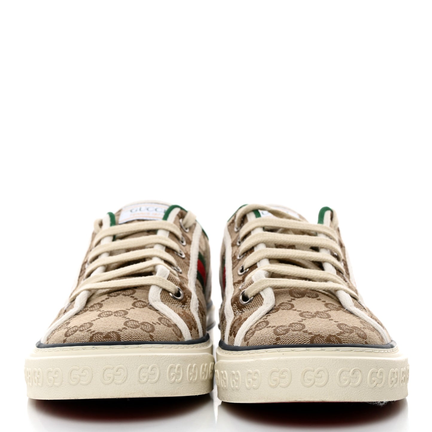 GG Monogram Web Womens 1977 Tennis Sneakers 40 Beige Ebony Mystic White