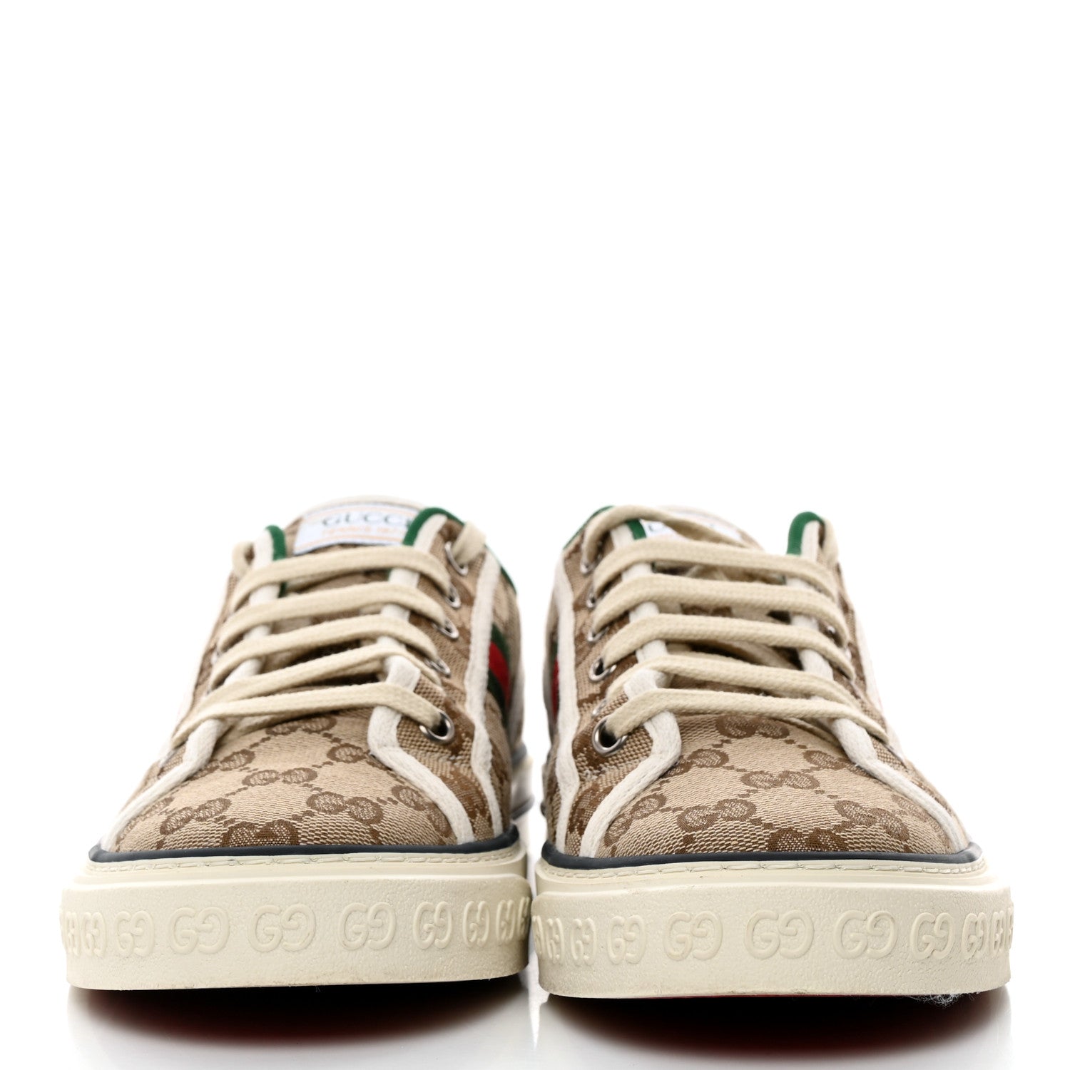 Gucci GG Monogram Web Womens 1977 Tennis Sneakers 40 Beige Ebony Mystic White 2 of 8