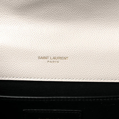 Saint Laurent Grain De Poudre Textured Mixed Matelasse Medium Triquilt Monogram Satchel Crema Soft 5 of 8