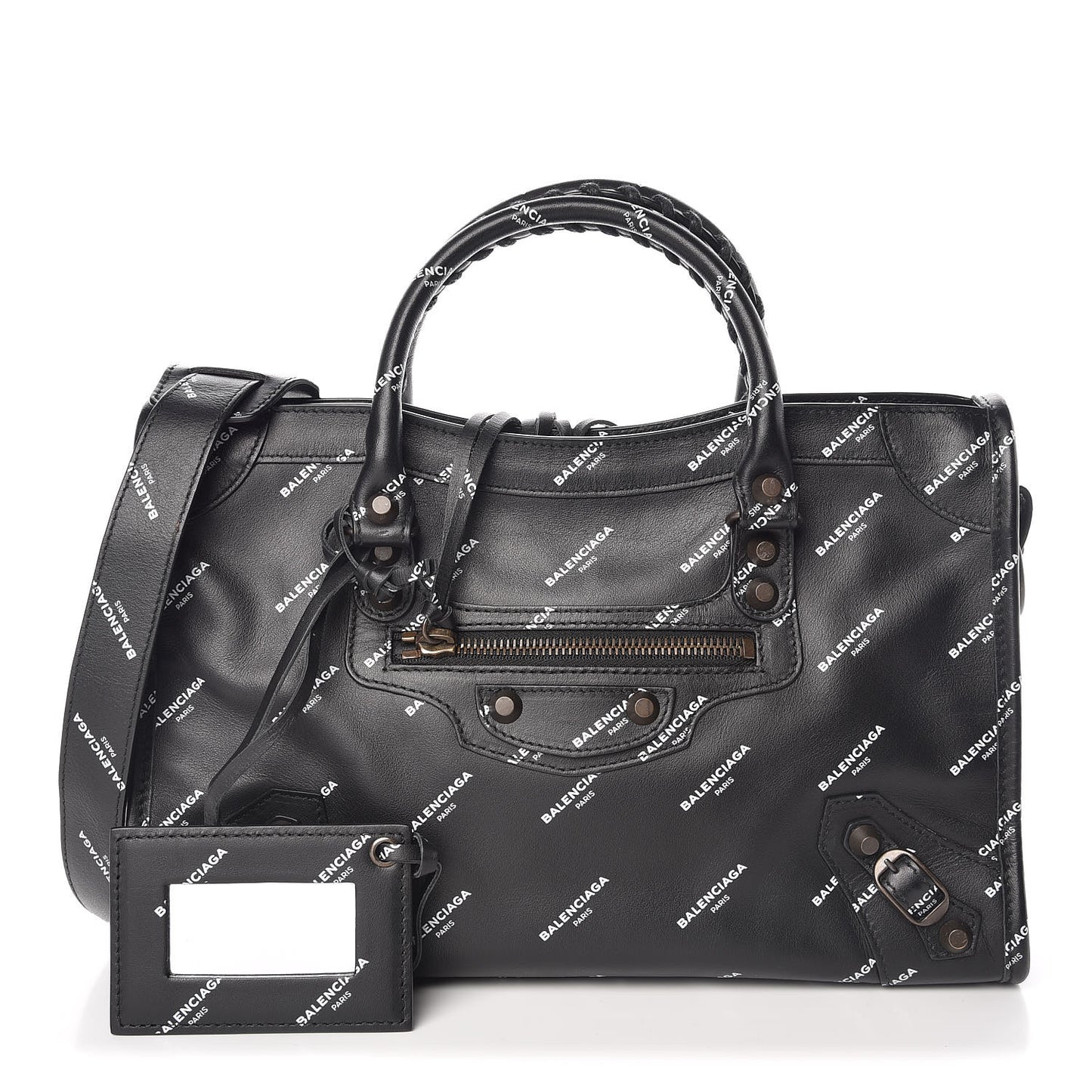 Veau Allover Logo Classic Hardware S City Black White