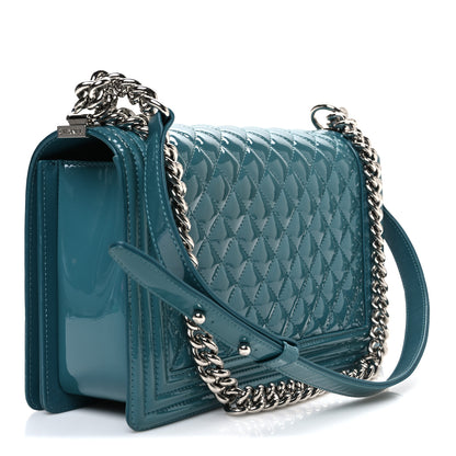 Chanel Patent Calfskin Quilted New Medium Plexiglass Boy Flap Turquoise 3 of 11