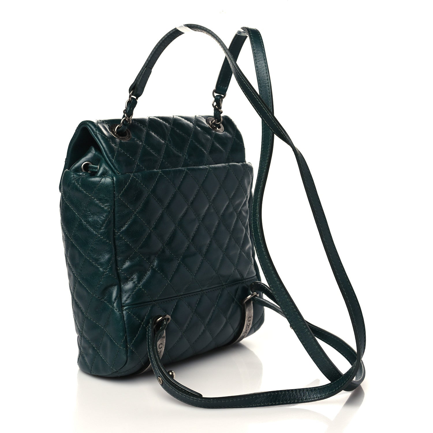 Chanel Glazed Calfskin Quilted Small Salzburg Mountain Backpack Dark Green 2 of 8