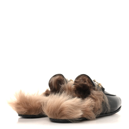 Gucci Calfskin Fur Womens Princetown Slippers 35 Black 5 of 8