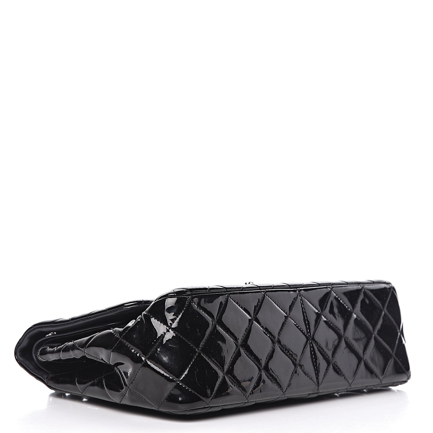 Patent Quilted Jumbo Double Flap Black