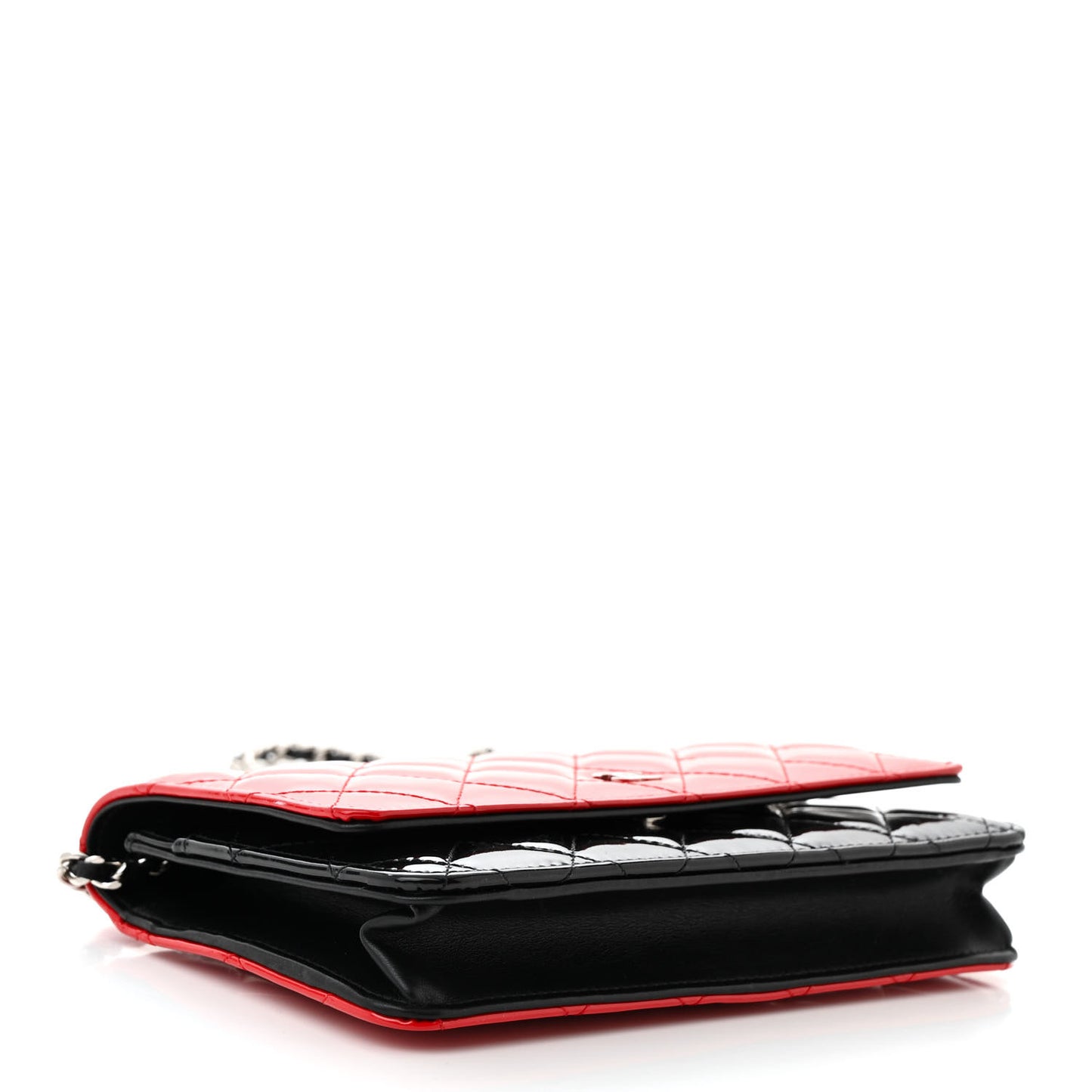 Patent Quilted Bi-Color Wallet On Chain WOC Red Black