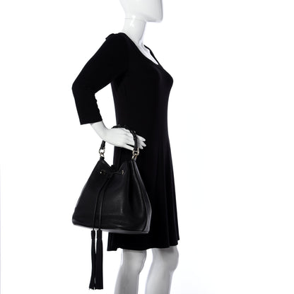 Gucci Pebbled Calfskin Miss Bamboo Bucket Bag Black 3 of 17