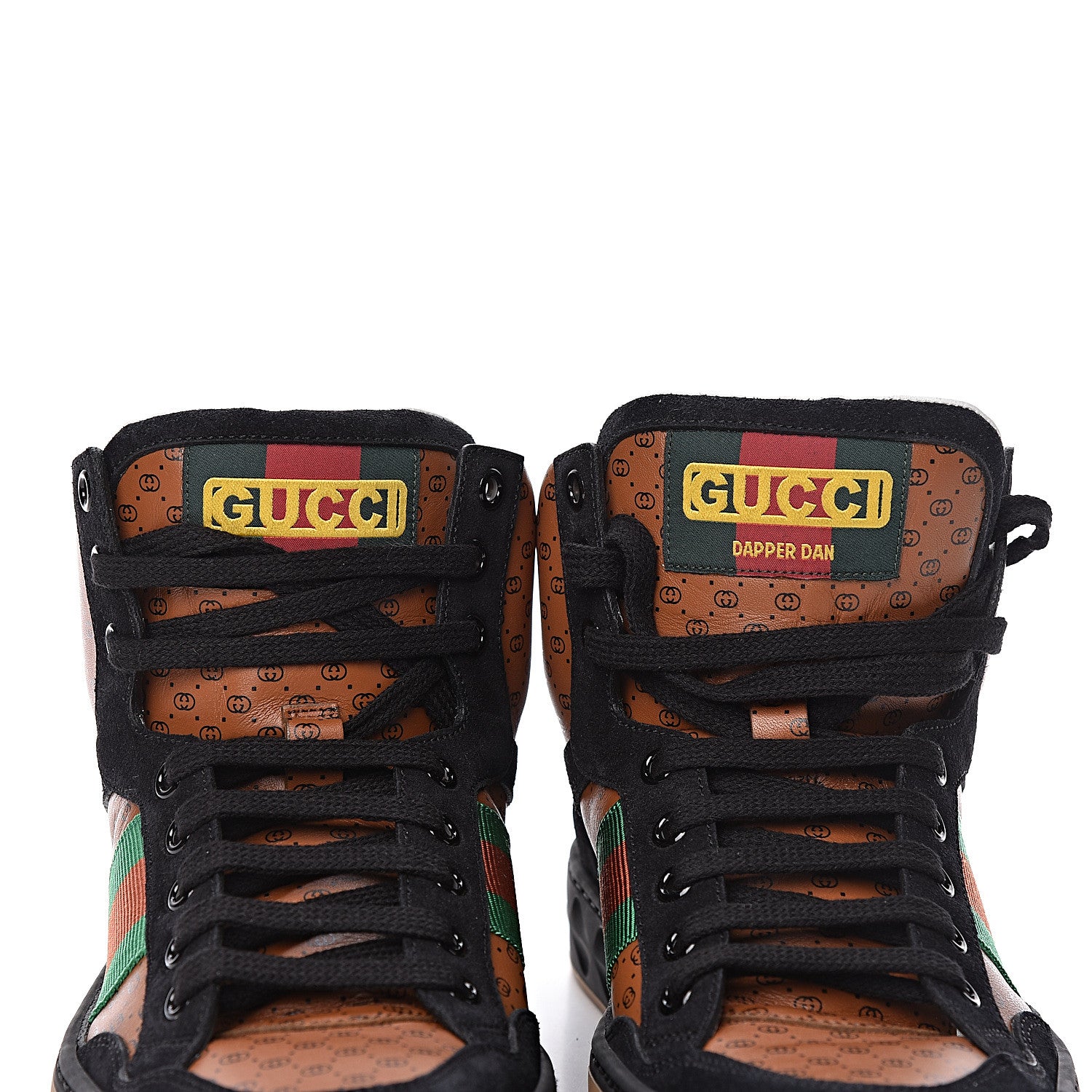 Gucci X DAPPER DAN Calfskin Suede GG Micro Monogram Womens High Top Sneakers 37 Black Cuir Ebony 6 of 12
