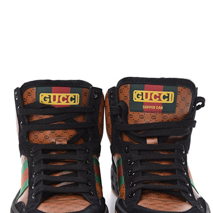 Gucci X DAPPER DAN Calfskin Suede GG Micro Monogram Womens High Top Sneakers 37 Black Cuir Ebony 6 of 12