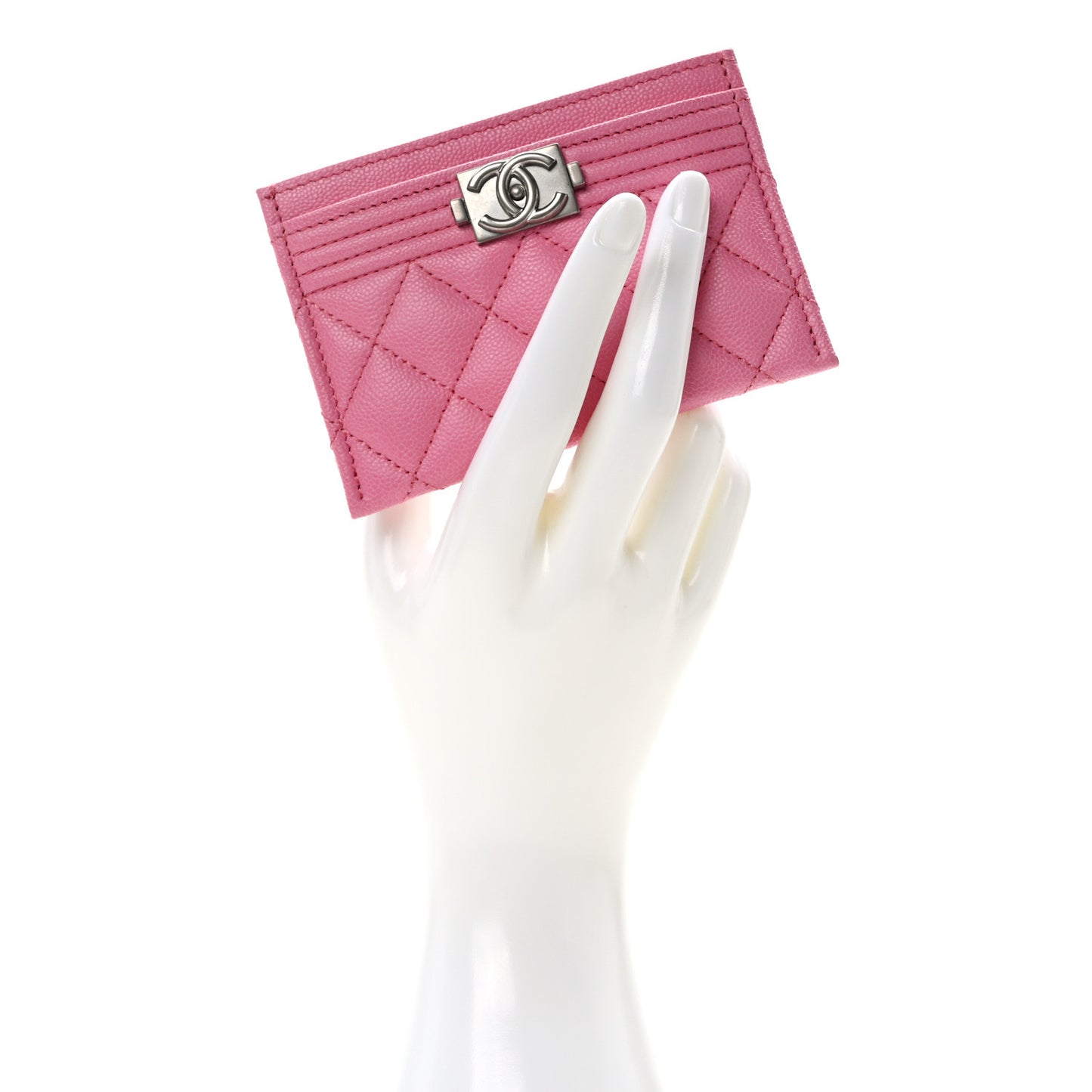 Caviar Quilted Boy Card Holder Pink