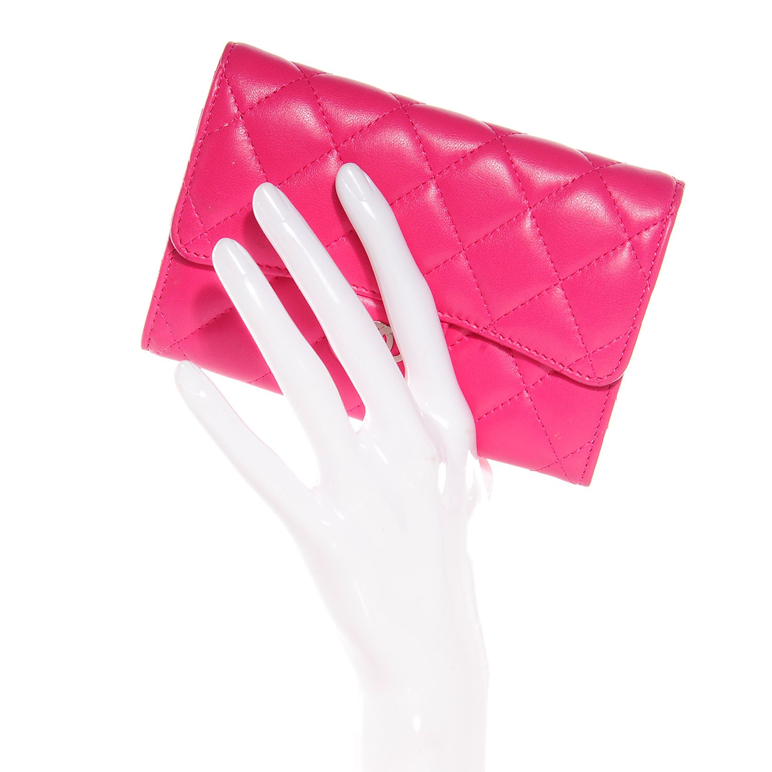 Chanel Lambskin Quilted Small Flap Wallet Dark Pink 2 of 10