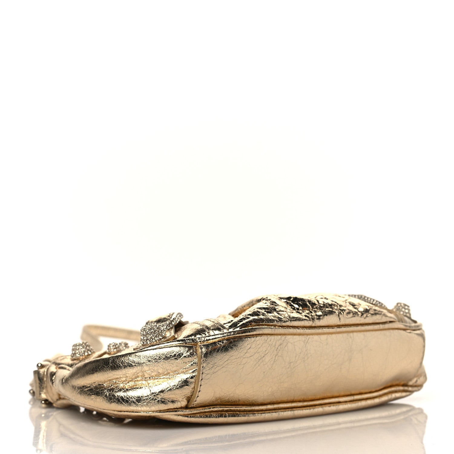 Balenciaga Metallic Arena Agneau Crystal Le Cagole Mini Purse With Chain Light Gold 4 of 10