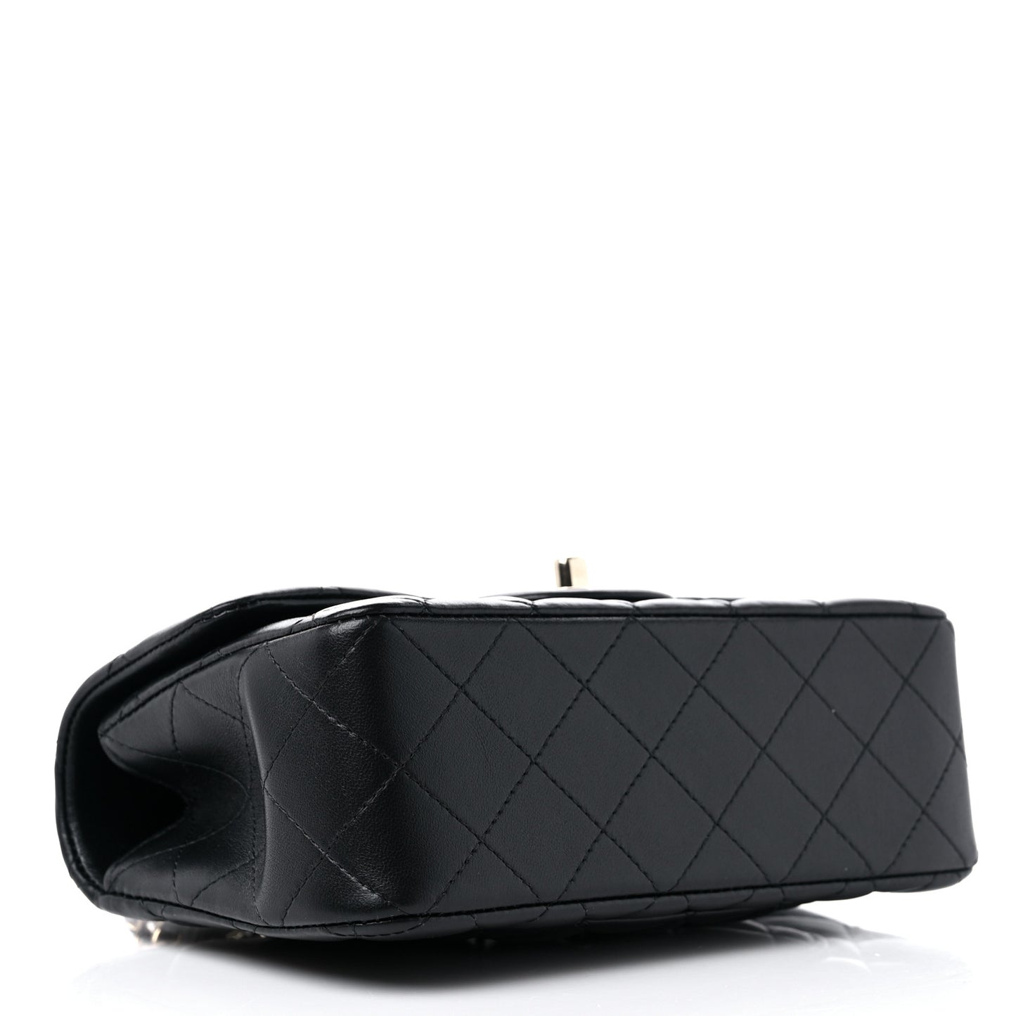 Lambskin Quilted Mini Top Handle Rectangular Flap Black