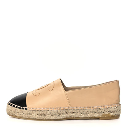 Chanel Lambskin CC Espadrilles 38 Beige Black 1 of 9
