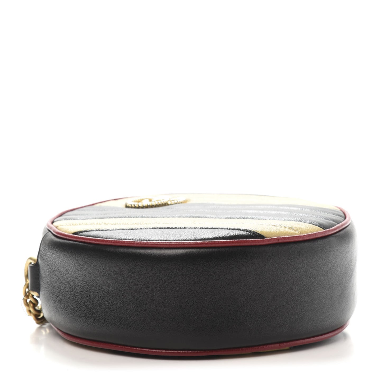 Azalea Calfskin Matelasse Diagonal Patchwork Mini Torchon GG Marmont Round Shoulder Bag Black Beige Romantic Cerise
